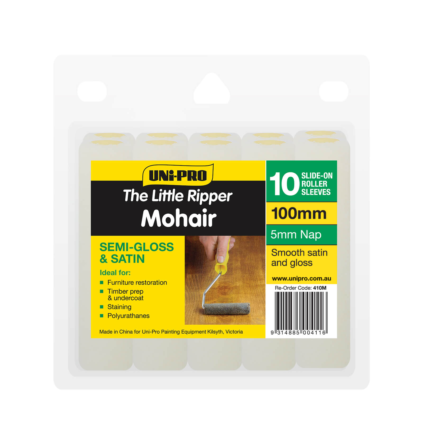 UNi-PRO Mohair Roller Cover, 100mm, 5mm Nap - 10 Pack
